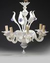 A SIX ARMED MURANO OPALINE CHANDELIER,19TH CENTURY