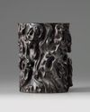A Chinese ebony 'tree trunk' brush pot, bitong