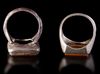 TWO AGATE SEAL SILVER RINGS