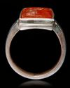 AN AGATE SEAL SILVER RING