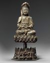 A CHINESE GILT-LACQUERED BRONZE FIGURE AVALOKITESVARA 