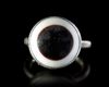 AN AGATE SET SILVER RING, 19TH CENTURY