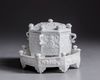A Chinese Dehua white-glazed 'Marco Polo' censer, cover, and stand