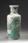 A Chinese famille verte rouleau vase