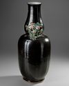 A RARE FAMILLE ROSE-DECORATED MIRROR-BLACK-GLAZED DOUBLE-GOURD VASE, CHINA, 18TH CENTURY