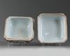 A Chinese wucai 'scholars' square box and cover