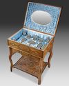 A SYRIAN TABLE BOX IN PRECIOUS WOOD MARQUETRY AND MOTHER-OF-PEARL INLAY, CIRCA 1880