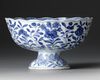 A CHINESE BLUE AND WHITE PEDESTAL BOWL, KANGXI PERIOD,(1662–1722)
