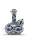 A Chinese blue and white moulded ‘Kraak porselein’ kendi