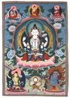 A THANGKA DEPICTING FOUR-ARMED AVALOKITESHVARA, TIBET, LATE 19TH CENTURY