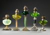 A GROUP OF FIVE FRENCH OIL LAMPS, CIRCA 1880
