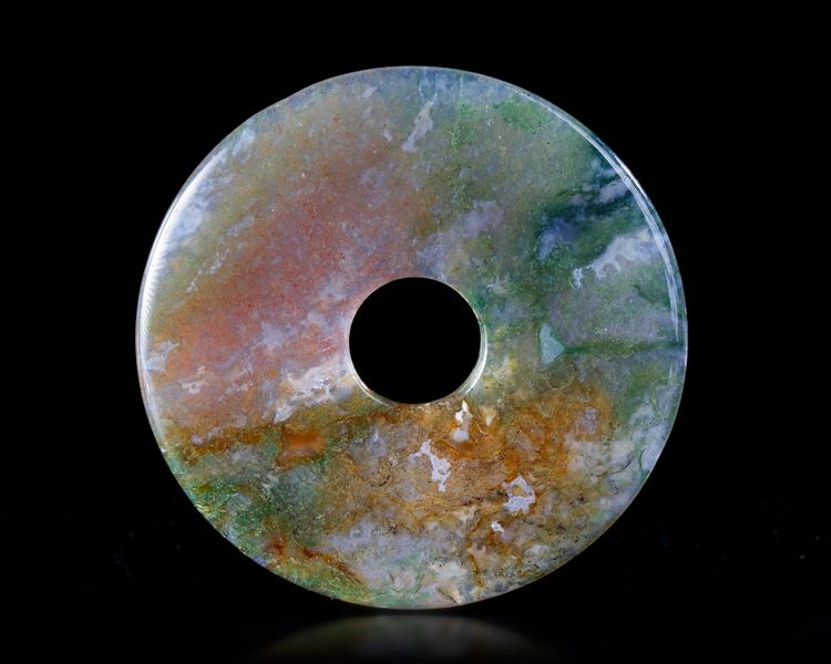 A CHINESE GREENISH JADE DISC, BI, 20TH CENTURY