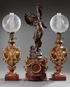 A FRENCH CLOCK SET, SIGNED HIPPOLYTE MOREAU