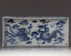 A Chinese blue and white rectangular tray
