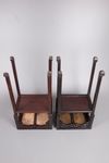 A pair of Chinese hardwood side-tables with marble top