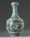 A Chinese turquoise-ground famille rose garlic head vase