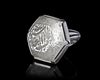 A CRYSTAL SILVER RING, PERSIA, 19TH CENTURY