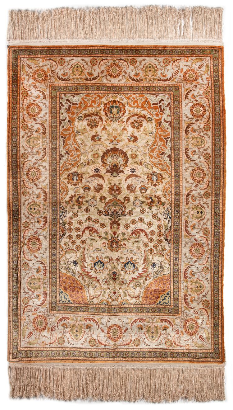 A HEREKE SILK RUG, TURKEY