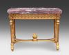 A FRENCH GILDED CENTER TABLE WITH MARBLE TOP, LOUIS XVI STYLE, LATE 19TH CENTURY