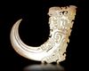 A LIGHT GREEN JADE XI WITH CARVED DEITY MASKS, CHINA, SHANG DYNASTY