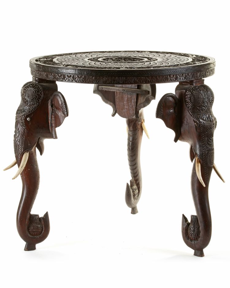 AN ANGLO-INDIAN EBONY AND IVORY TABLE, COROMANDEL COAST, SOUTH INDIA, 19TH CENTURY
