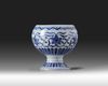 A Chinese blue and white stem bowl