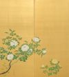 A TWO PANEL FLORAL SCREEN