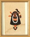 INDIAN TANTRIC PAINTING OF GODDESS KALI STANDING ON LORD SHIVA