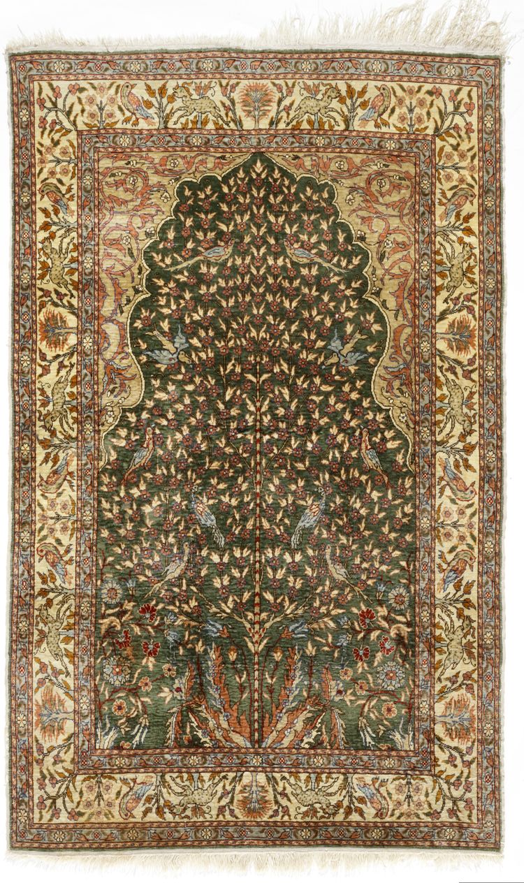 A KAYSERI SILK PRAYER RUG, 1940