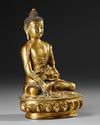 A TIBETAN MEDICINE BUDDHA (BHAISAJYAGURU) GILT BRONZE STATUE,  19TH CENTURY