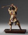 A BRONZE JAPANESE STATUE OF A SAMURAI,  MEIJI PERIOD (1868-1912)