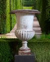 A LARGE CAST IRON GARDEN URN, 19TH CENTURY