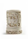 A Cantonese pierced ivory brush pot, bitong