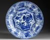 A CHINESE BLUE AND WHITE 'GRASSHOPPER' 'KRAAK PORCELAIN CHARGER, WANLI PERIOD (1572-1620)