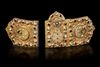 AN OTTOMAN JADE AND JEWEL-SET GILT SILVER  BELT BUCKLE, TURKEY, 17TH CENTURY