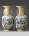 A PAIR OF LARGE CHINESE FAMILLE ROSE 'NARRATIVE' VASES