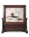 A Chinese marble dreamstone table screen