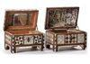 TWO OTTOMAN MOTHER-OF-PEARL AND TORTOISESHELL INLAID WOOD JEWELLERY BOXES, TURKEY, 18TH CENTURY