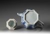 A Chinese blue and white faceted teapot and cover