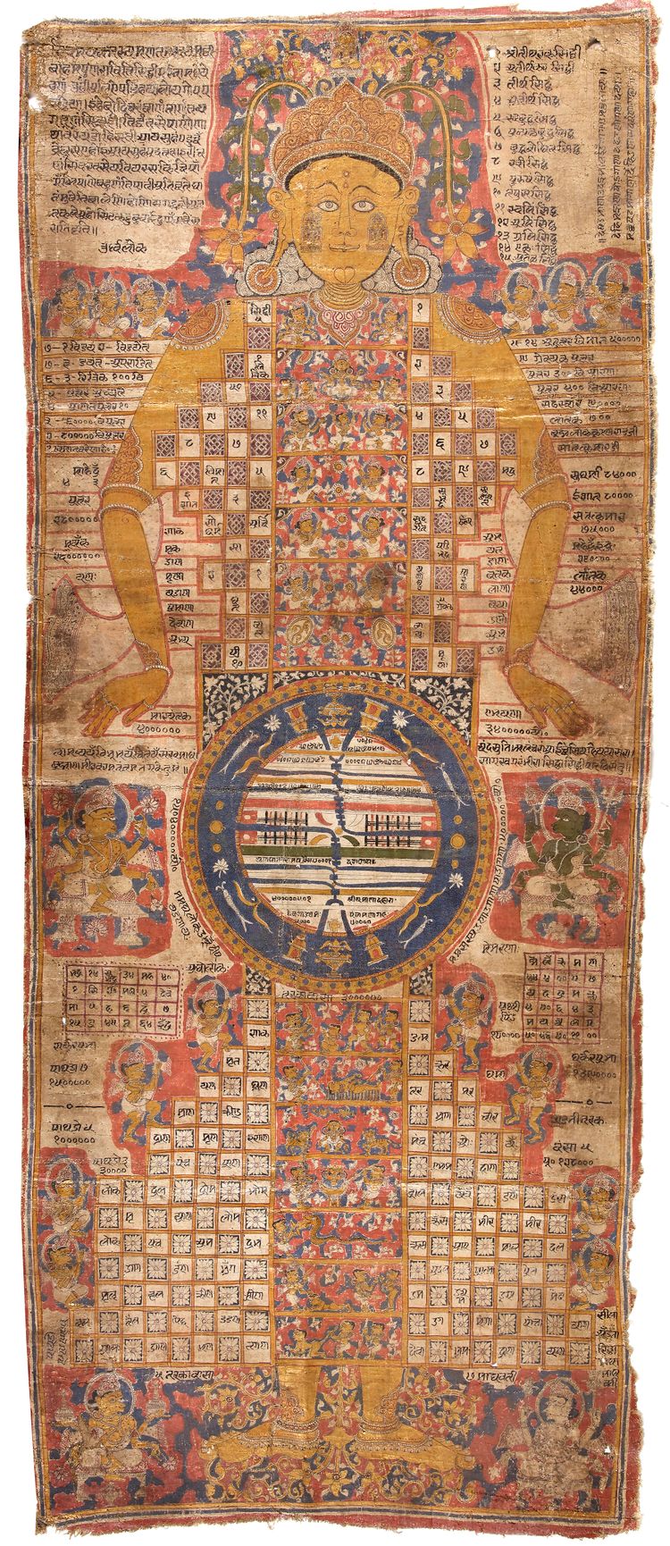 A LARGE JAIN PATA OF THE COSMIC MAN (LOKAPURUSHA) GUJRAT, NORTH WEST INDIA, 17TH CENTURY