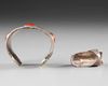 A TURKMEN CARNELIAN-SET SILVER BRACELET AND AGATE-SET RING, TURKMENISTAN, 19TH-20TH CENTURY
