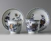 A PAIR OF CHINESE BLUE AND WHITE 'PEONY' CUPS AND SAUCERS, 18TH CENTURY