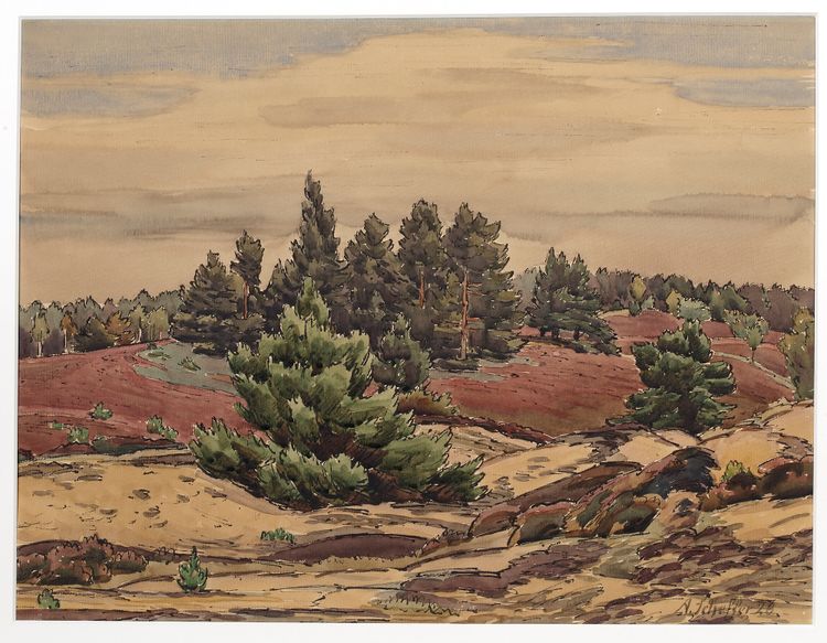 A. SCHEFFER,  LANDSCAPE (1929), WATERCOLOR PAINTING