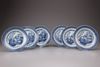 A set of six Chinese blue and white plates
