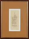 ANTON PIECK, INK, SKETCH OF BASEL, SWITZERLAND, CIRCA 1968