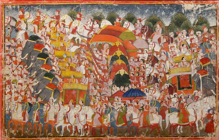 A SCENE FROM THE MAHABHARATA, INDIA RAGHOGARH, 19TH CENTURY