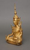 A THAI BRONZE GILDED SEATED BUDDHA, 20TH CENTURY