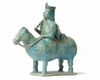 A KASHAN UNDERGLAZE DECORATED FIGURE OF A HORSE AND RIDER, PERSIA, 13TH CENTURY
