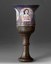 AN OTTMAN POLYCHROME ENAMELLED GHALIAN CUP,19TH CENTURY