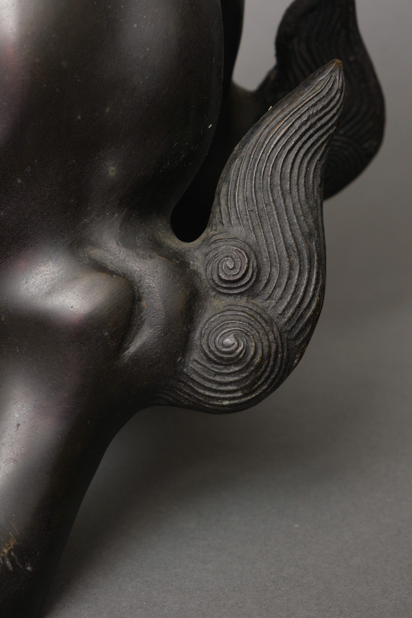 尾州藩士 江戸明治期 獅子顔形 手彫 大金具 銅製鍍金 骨董